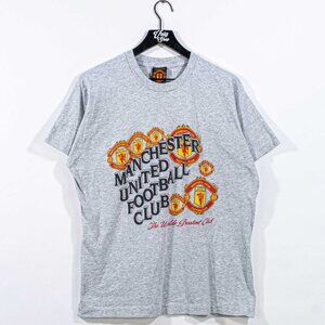 Manchester United Red Devils AOP Crest T-Shirt XL VTG 90s Soccer Blokecore
